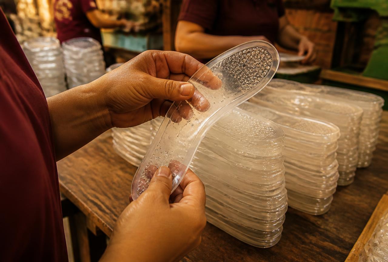 Produção de palmilhas de silicone na fábrica Oliver